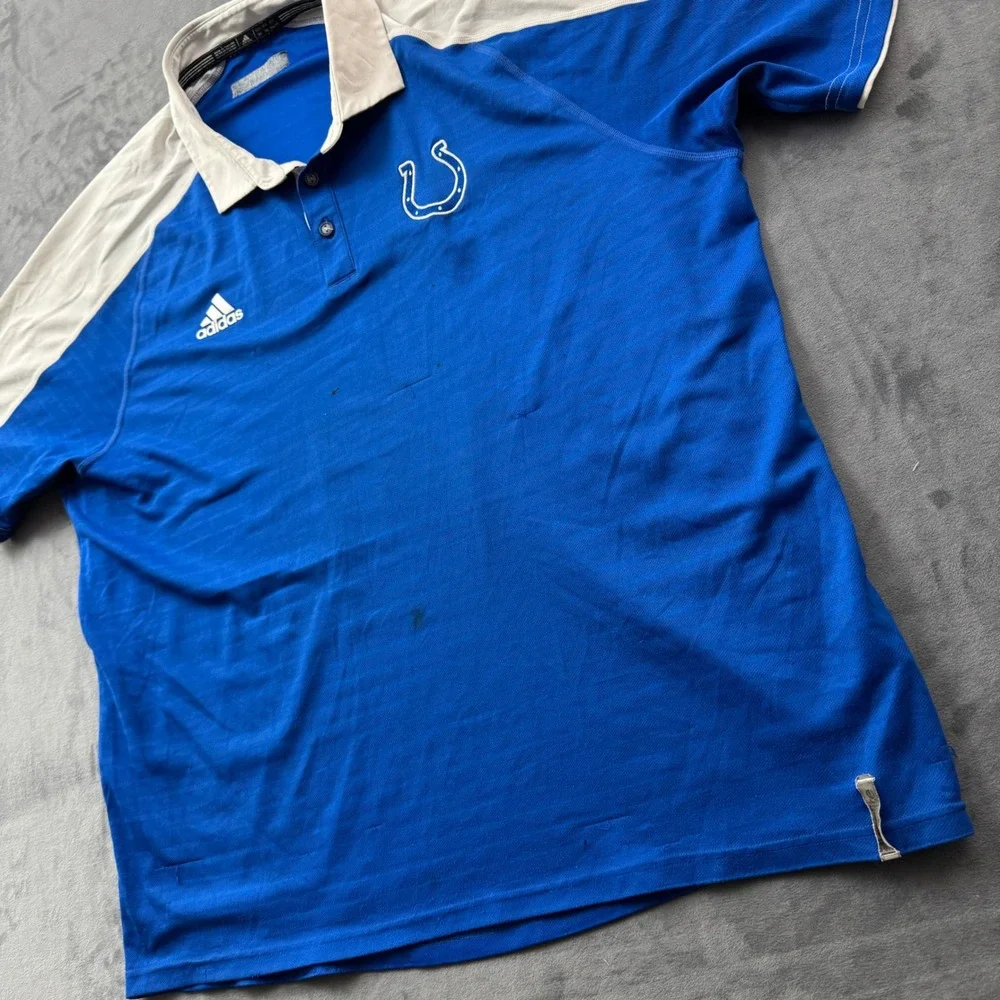Adidas Indianapolis Colts Polo Shirt Mens XL Blue White Climalite NFL Football